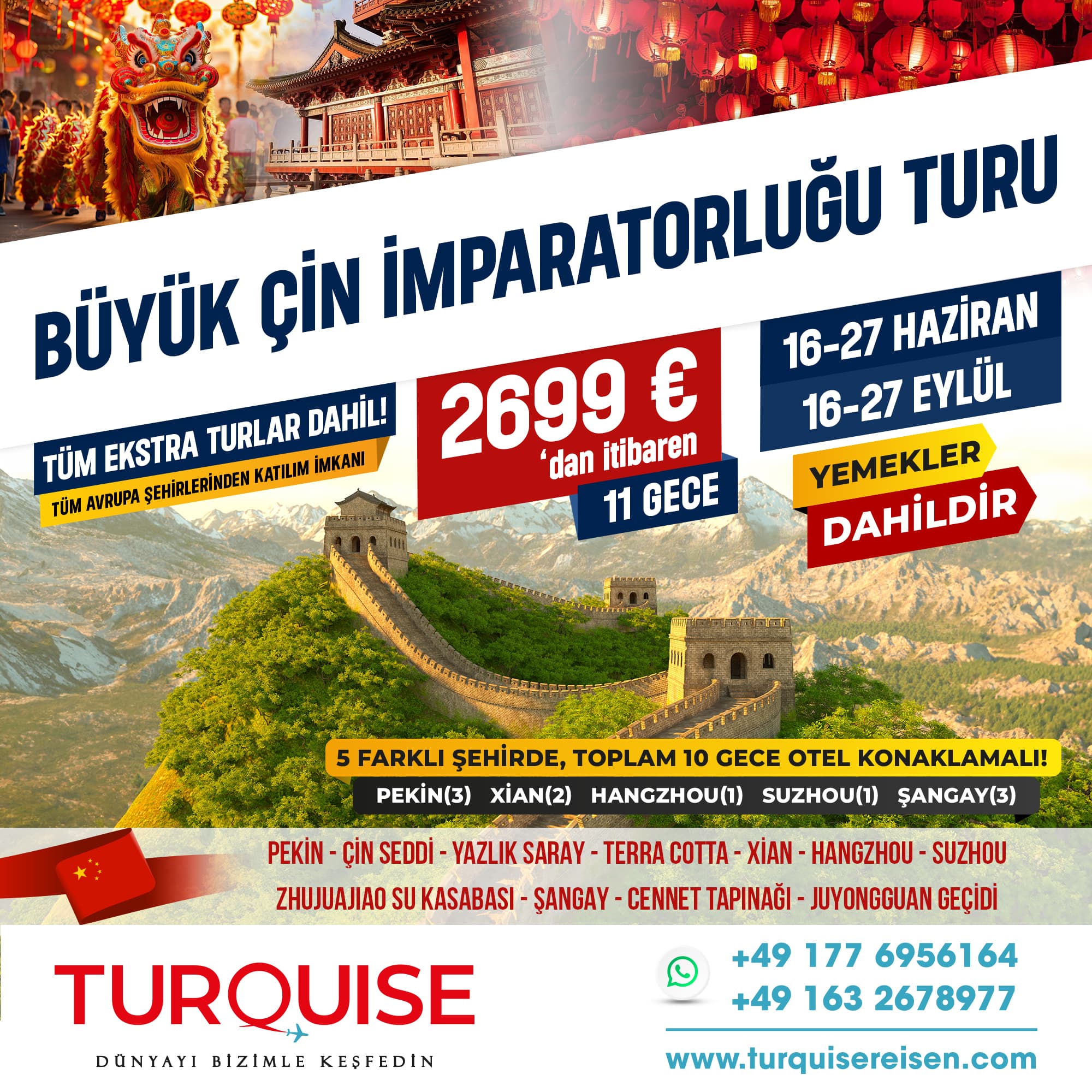 Almanya ve Avrupa Çıkışlı Büyük Çin Turu 2026