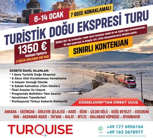Turistik Doğu Ekspresi Turu 2026 - Almanya ve Avrupa Çıkışlı - Turquise Reisen