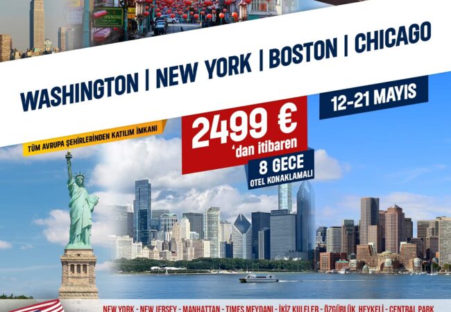 Almanya ve Avrupa çıkışlı Washington, New York, Boston ve Chicago Turu