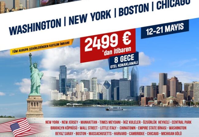 Almanya ve Avrupa çıkışlı Washington, New York, Boston ve Chicago Turu
