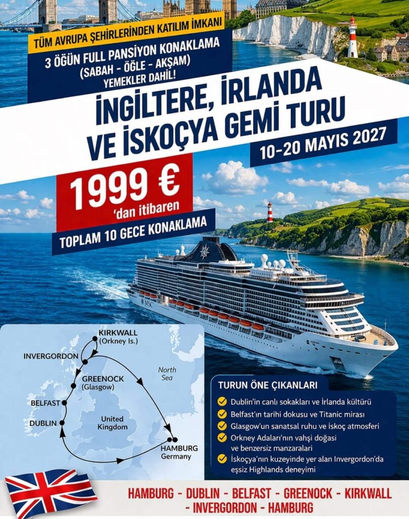 İngiltere, İrlanda & İskoçya Gemi Turu